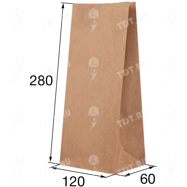 Крафт пакет без ручек, 70 г/м², 12*6*28 см