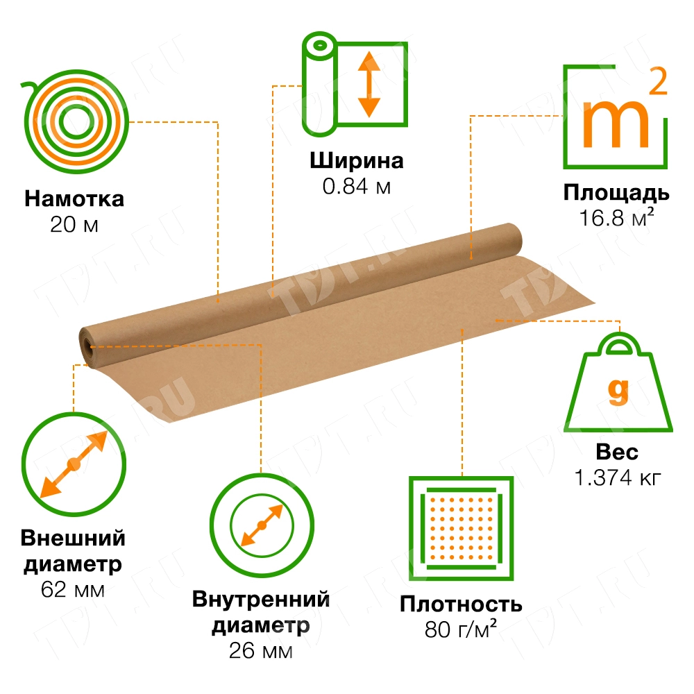 Рулон крафт бумаги, 20*0.84 м