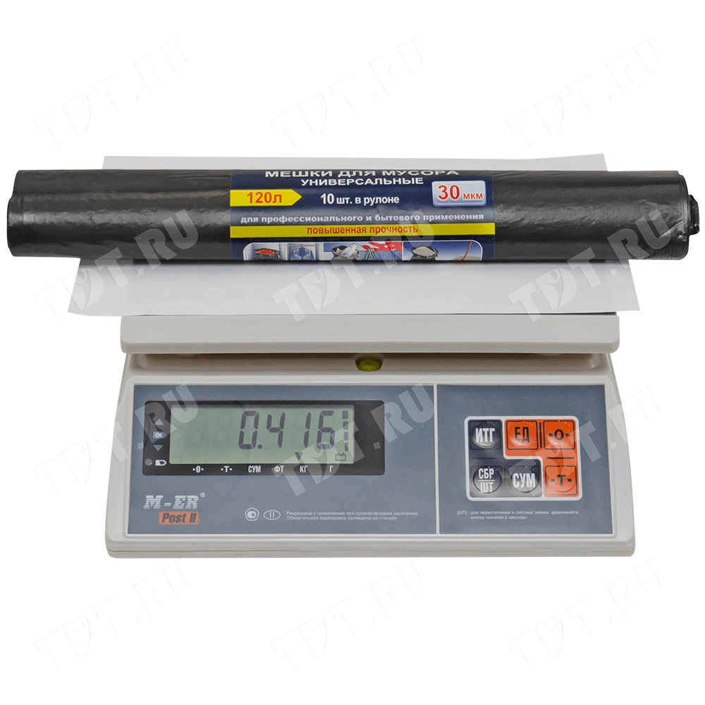 Мусорные мешки ПВД 120 литров, 70*110 см, 10 шт./рулон