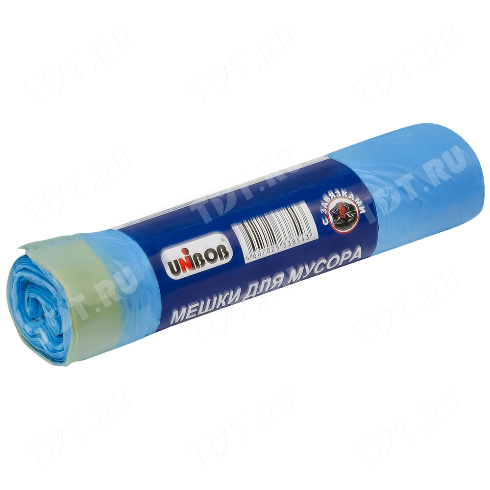 Мешки для мусора бытовые ПНД 60 литров с завязками, 60*70 см, 20 шт./рулон