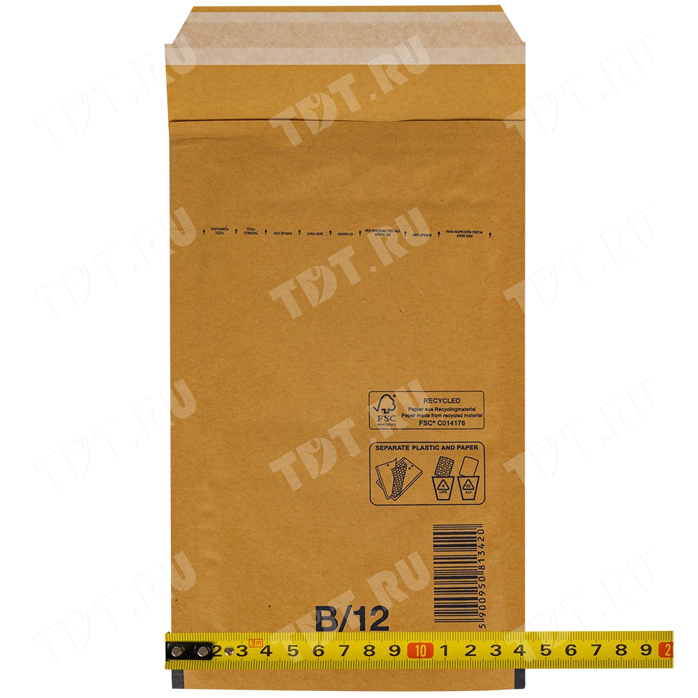 Бурый крафт пакет с прослойкой, 14*22 см, B-12-G (В/00)