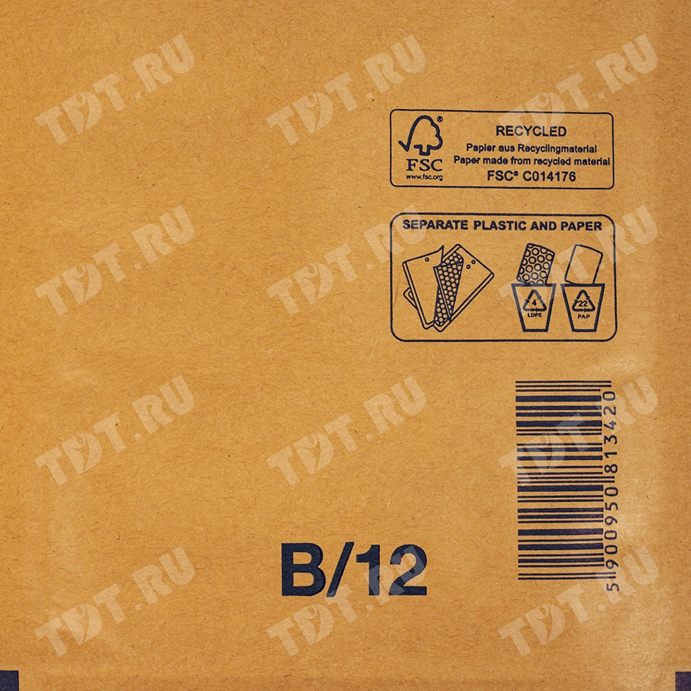 Бурый крафт пакет с прослойкой, 14*22 см, B-12-G (В/00)