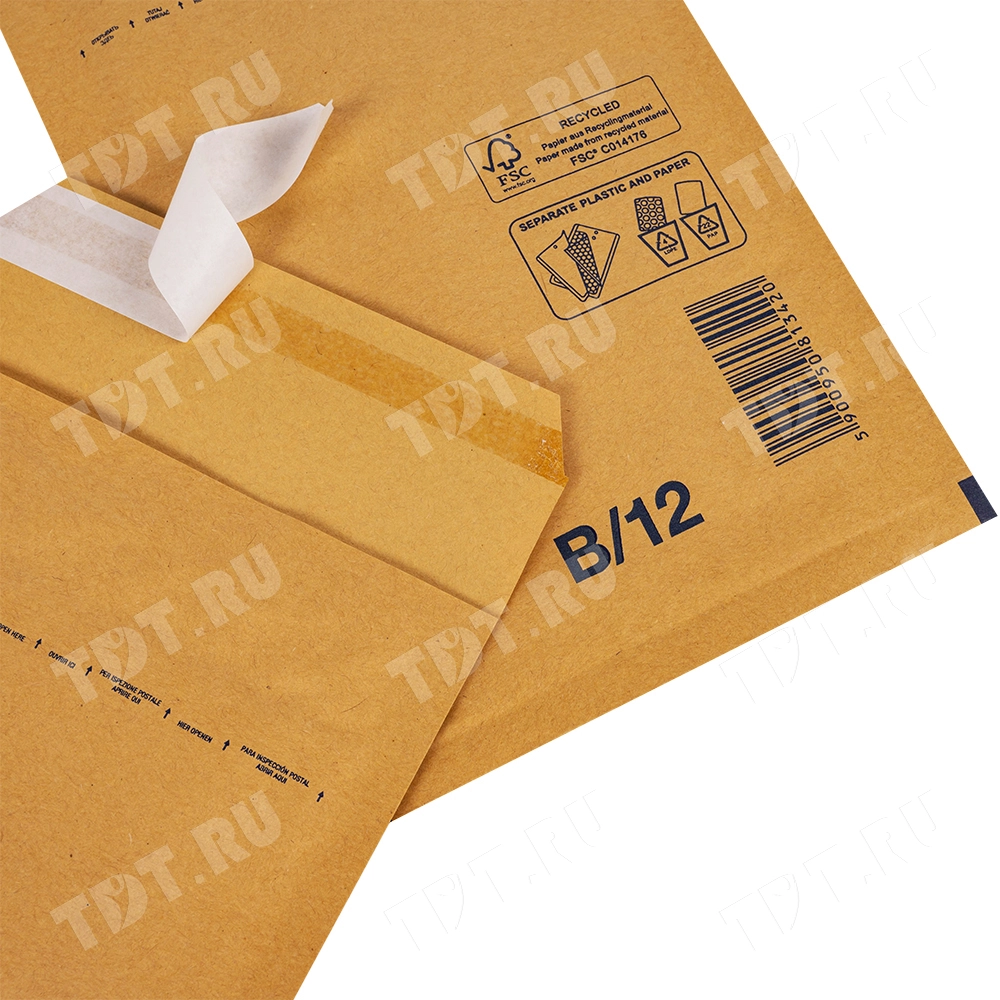 Бурый крафт пакет с прослойкой, 14*22 см, B-12-G (В/00)