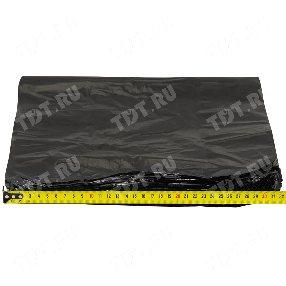 Пакет майка ПНД черного цвета «Звезды», 32+16*55см, 17 мкм, 50шт.