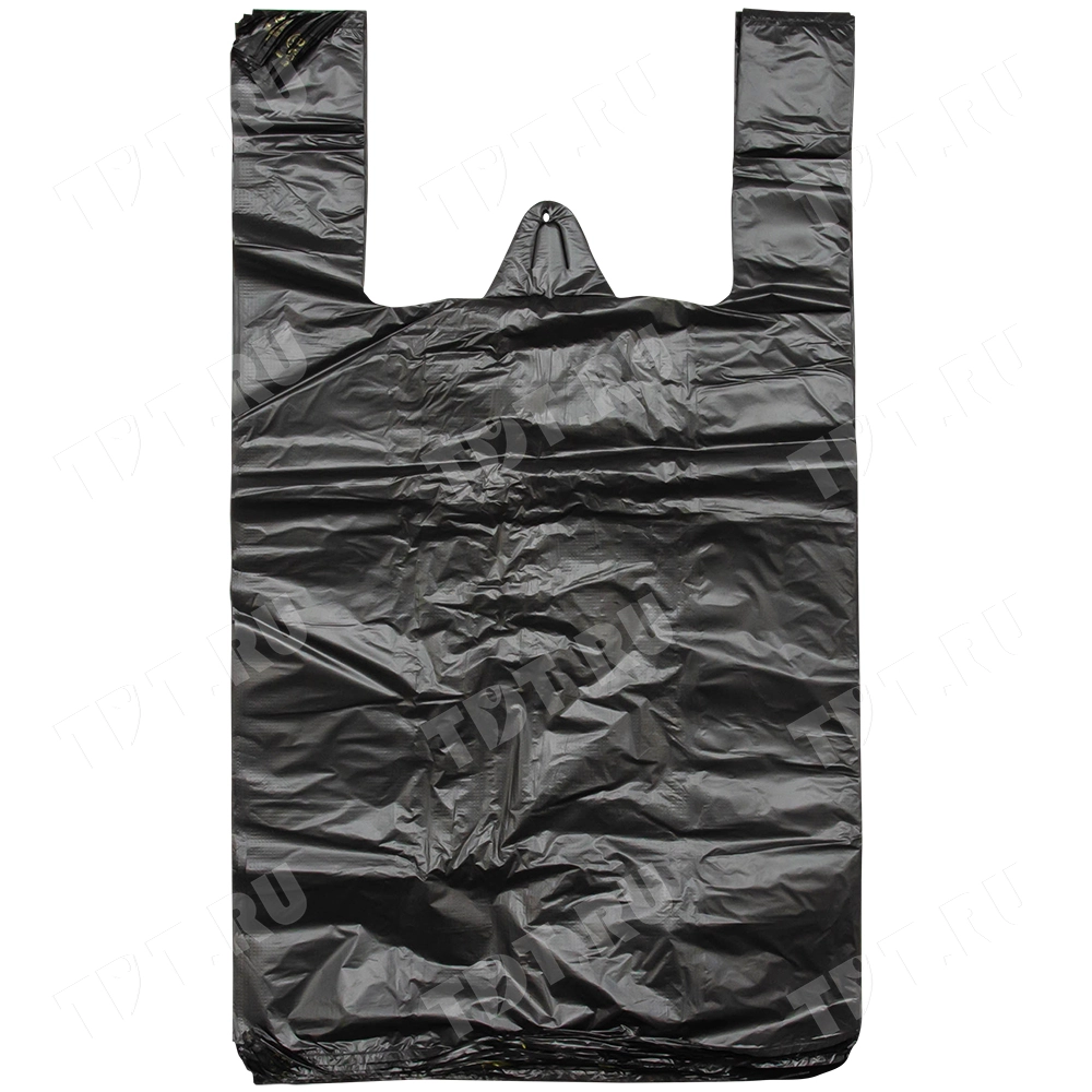 Пакет майка ПНД черного цвета «Звезды», 32+16*55см, 17 мкм, 50шт.