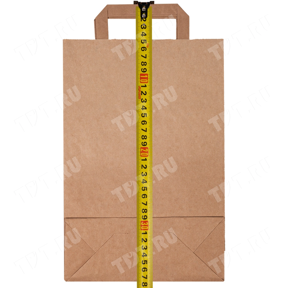 Крафт пакет с плоской ручкой, 70 г/м², 22*9*33 см