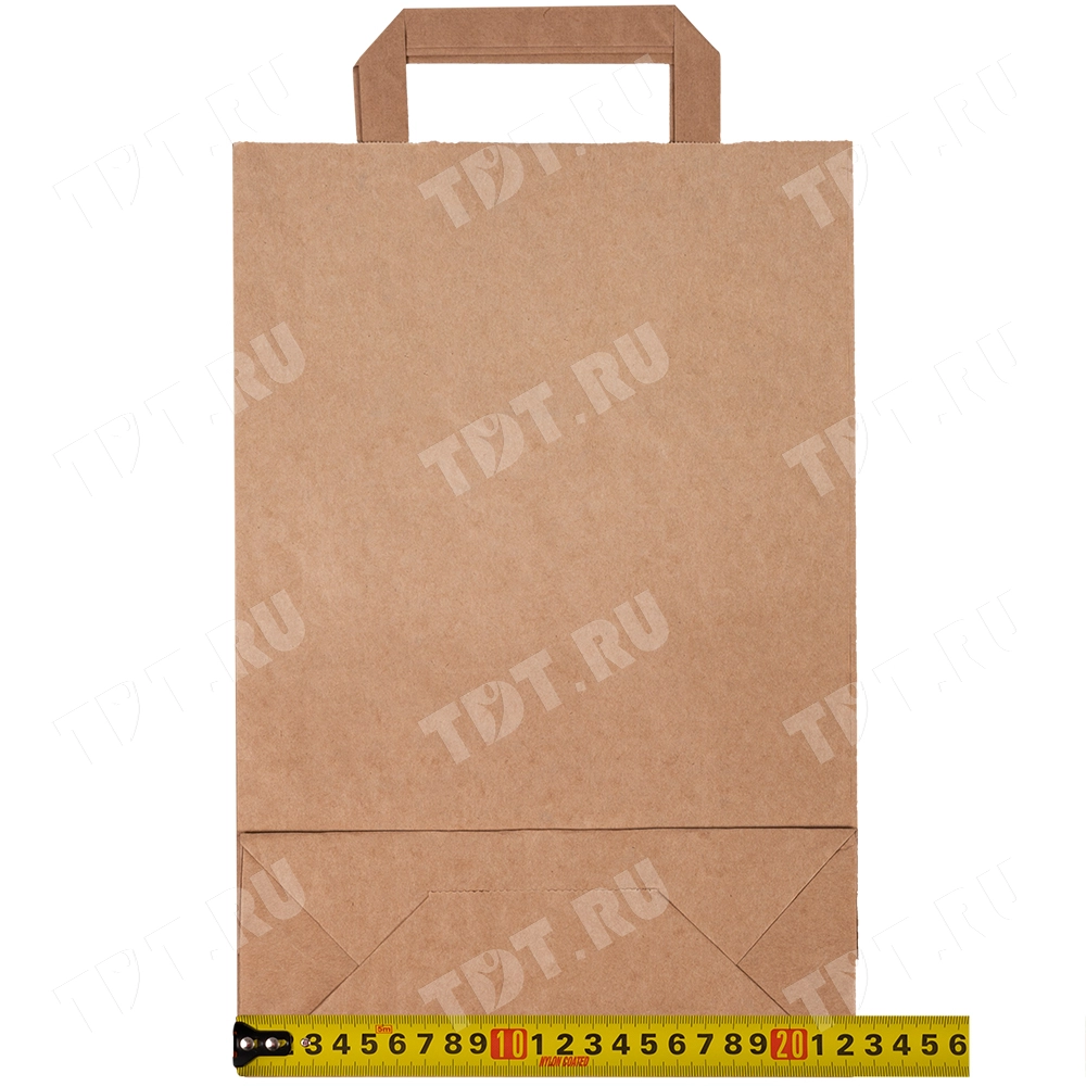 Крафт пакет с плоской ручкой, 70 г/м², 22*9*33 см