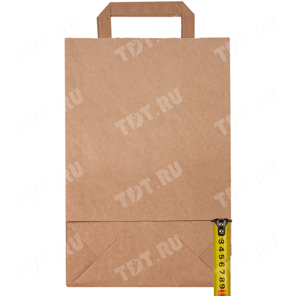 Крафт пакет с плоской ручкой, 70 г/м², 22*9*33 см