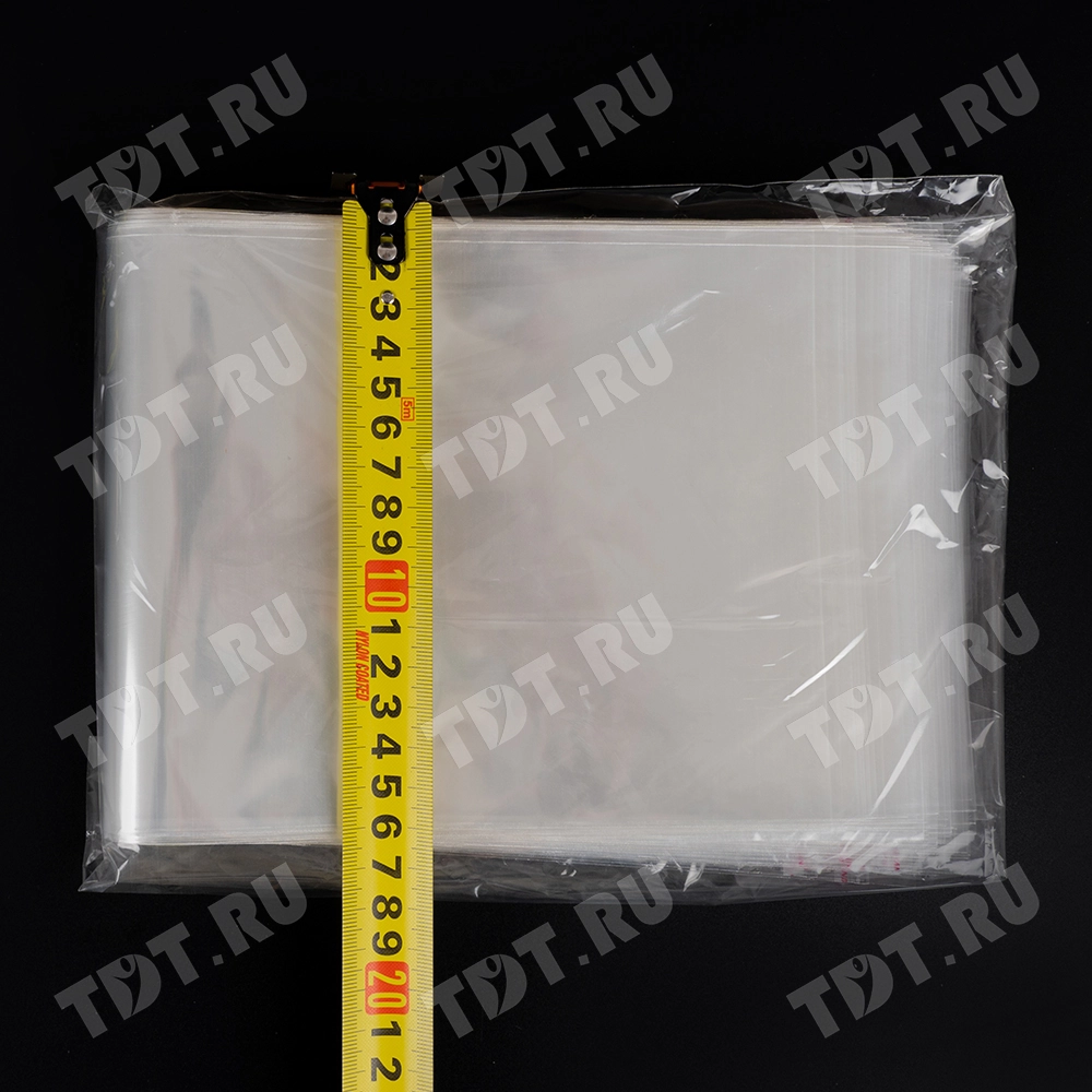 Прозрачный БОПП пакет с клеевым клапаном, 38*15 см, 100 шт.