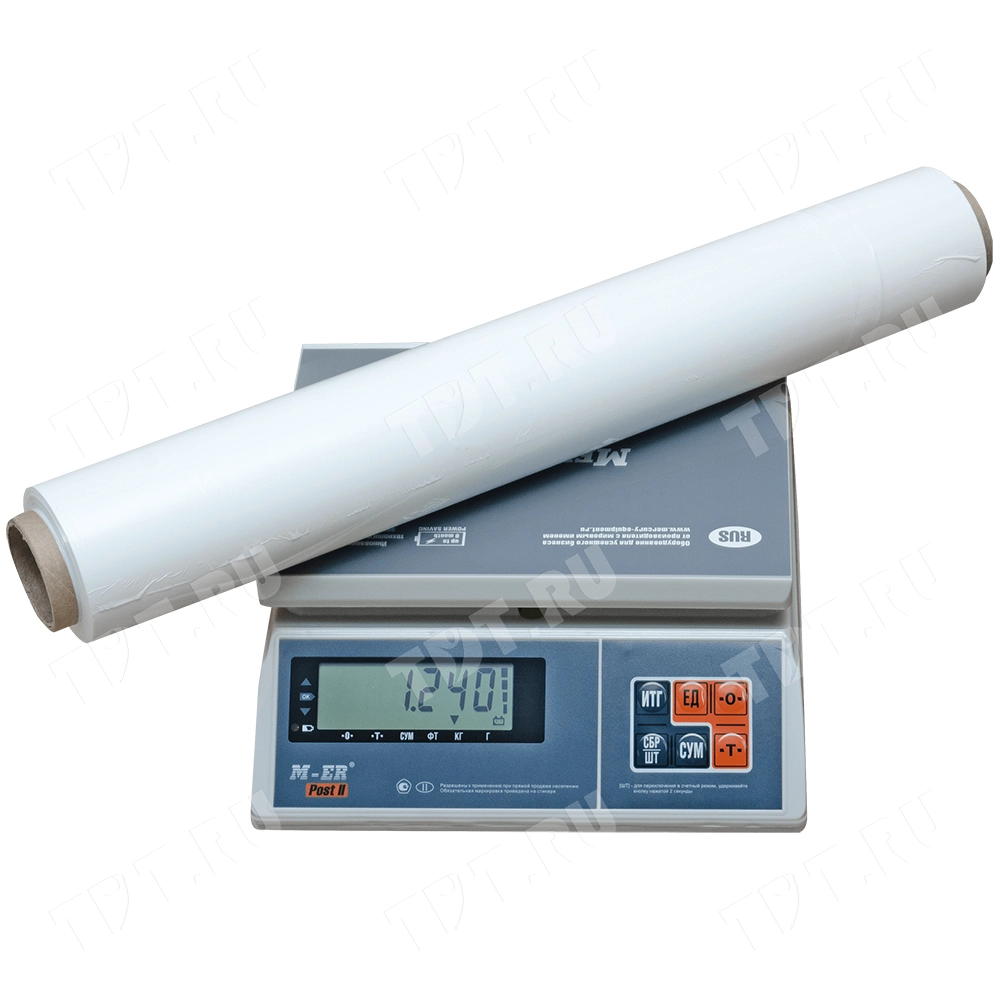 Стрейч пленка белая в рулоне, 500 мм, 23 мкм, 1.2 кг, 1 сорт