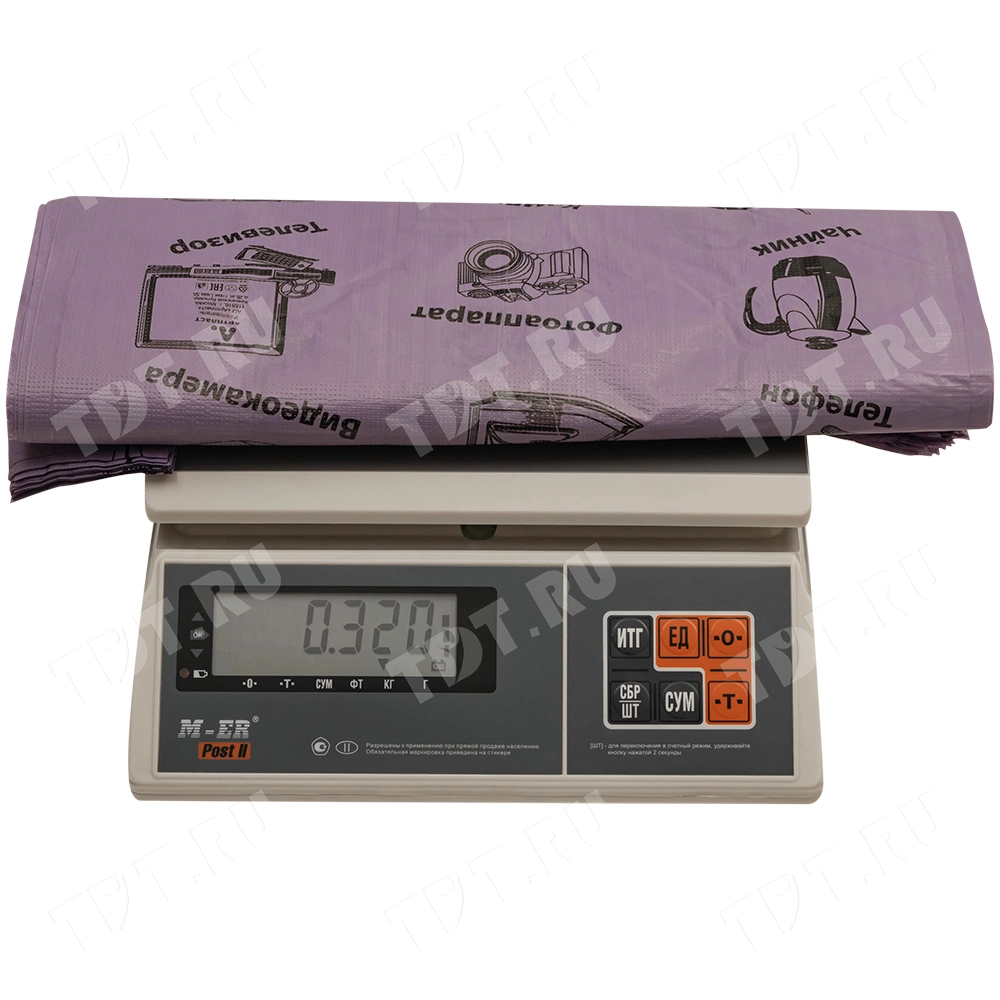 Пакет майка ПНД «Электроника» фиолетовый, 36+20*56см, 15 мкм, 50шт.