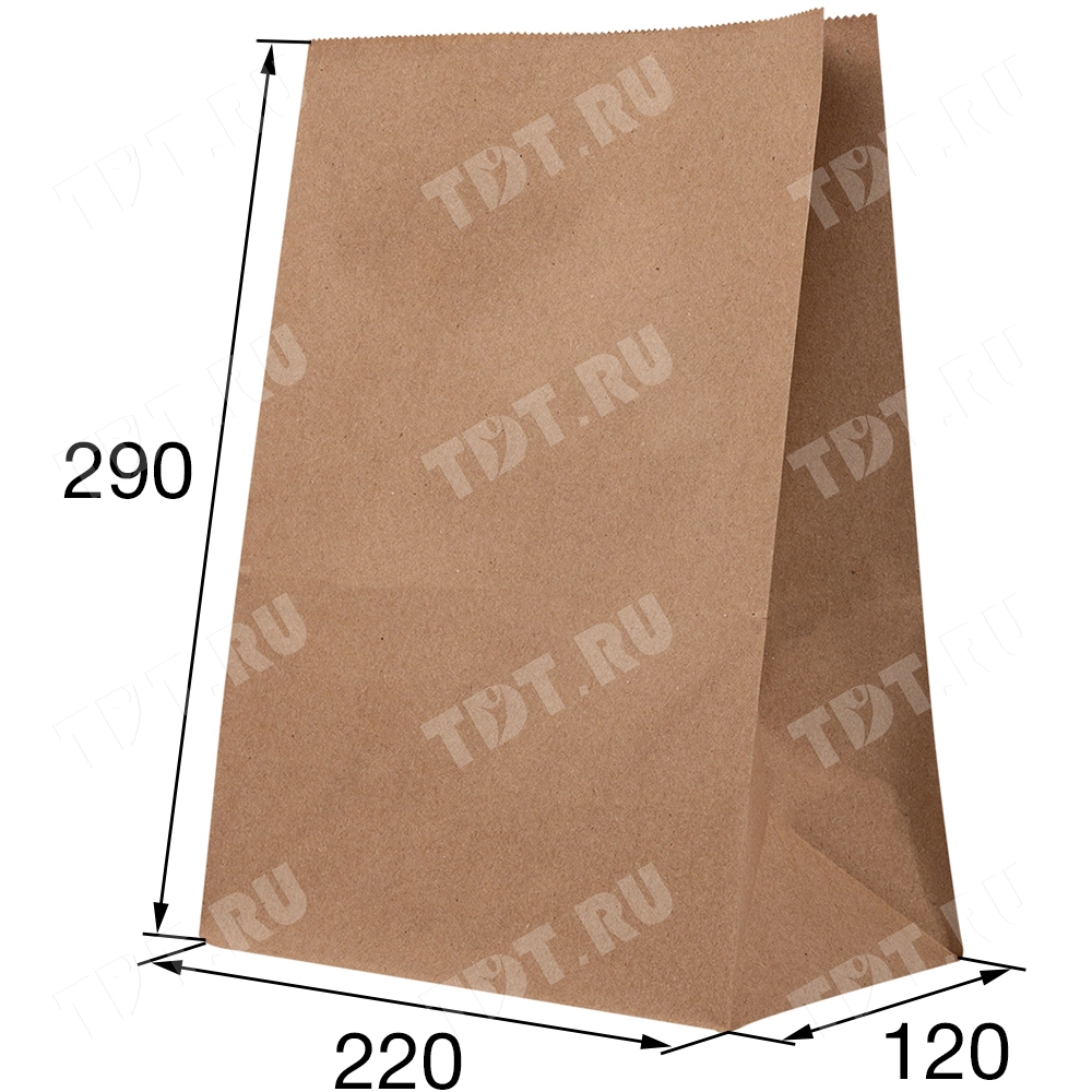 Крафт пакет без ручек, 70 г/м², 22*12*29 см