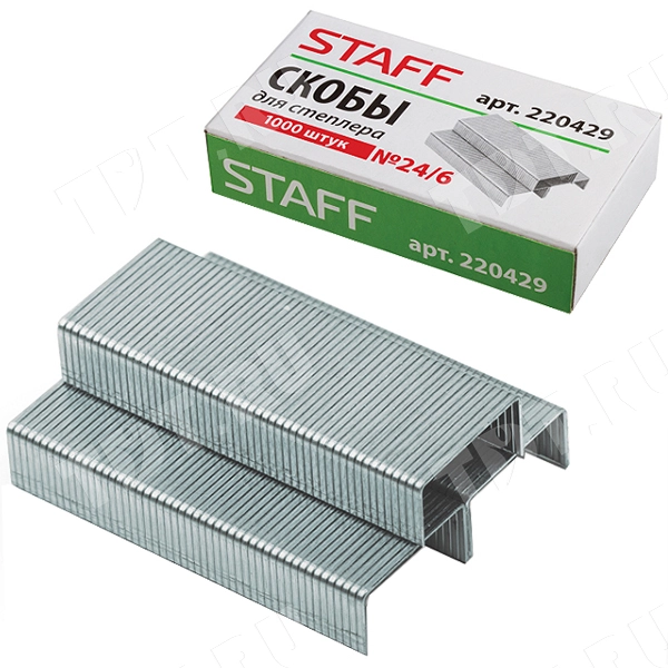 Скобы STAFF для степлера №24/6, 1000 шт.