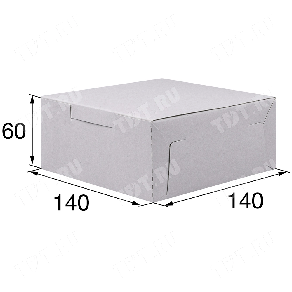 Коробка крафт кондитерская, беленая, 140*140*60 мм