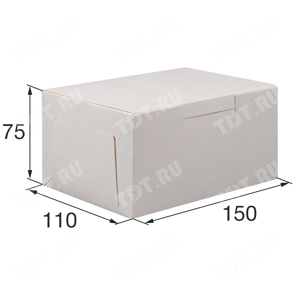 Коробка крафт кондитерская, беленая, 150*110*75 мм