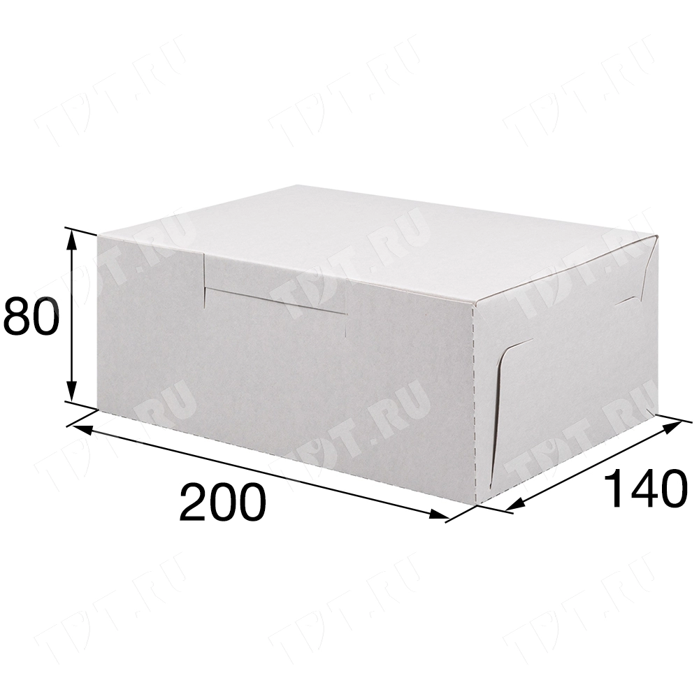 Коробка крафт кондитерская, беленая, 200*140*80 мм