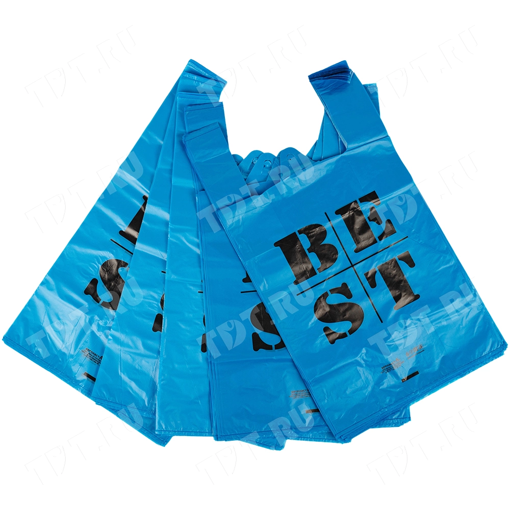 Пакет майка ПНД «Best» синий, зелёный, 31+17*55см, 30 мкм, 100шт.