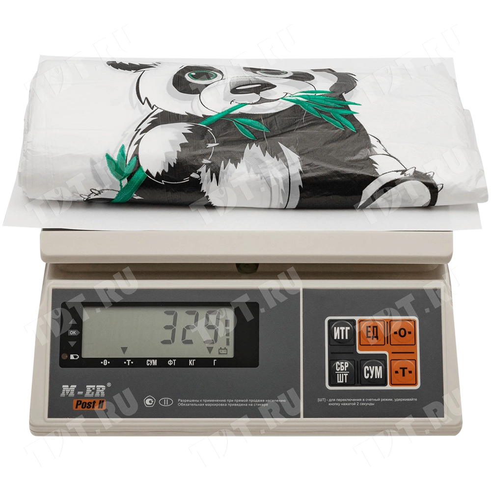 Пакет майка ПНД «Панда» белый, 28+16*50см, 12 мкм, 100шт.