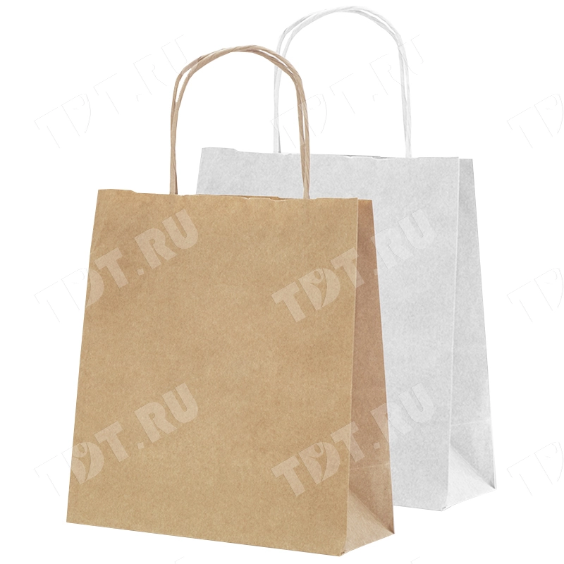 Крафт пакет с крученой ручкой, 70 г/м², 32*18*32 см