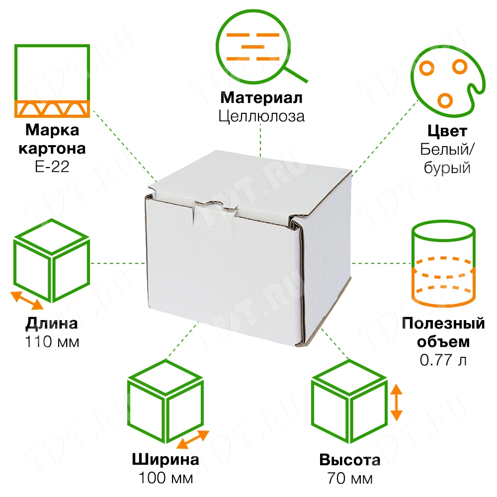 Коробка №199/1 (премиум), беленая, 110*100*70 мм, Е-22