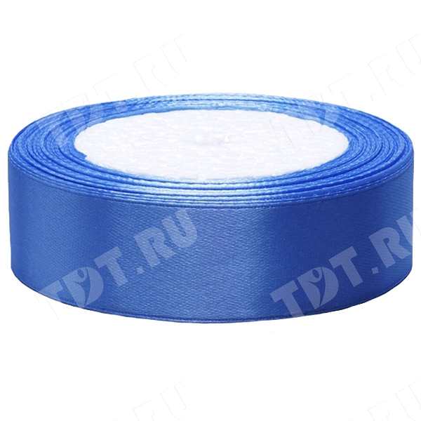 Атласная лента, синяя, 25мм*23м