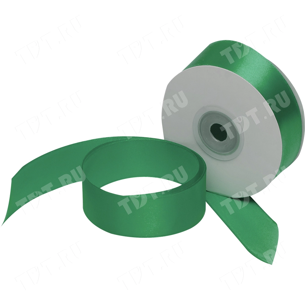 Атласная лента, зелёная, 25мм*23м
