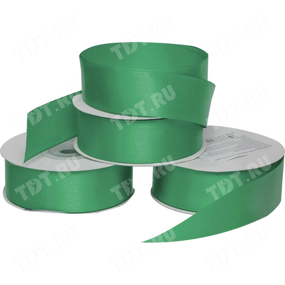 Атласная лента, зелёная, 25мм*23м