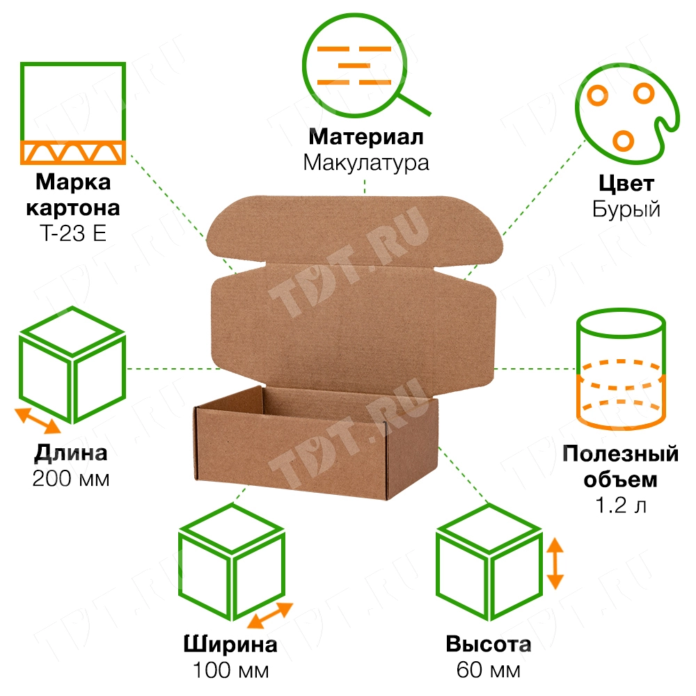 Самосборный короб №85, 200*100*60 мм, Т-23 Е