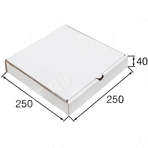Коробка для пиццы, белая, 250*250*40 мм, 50 шт.