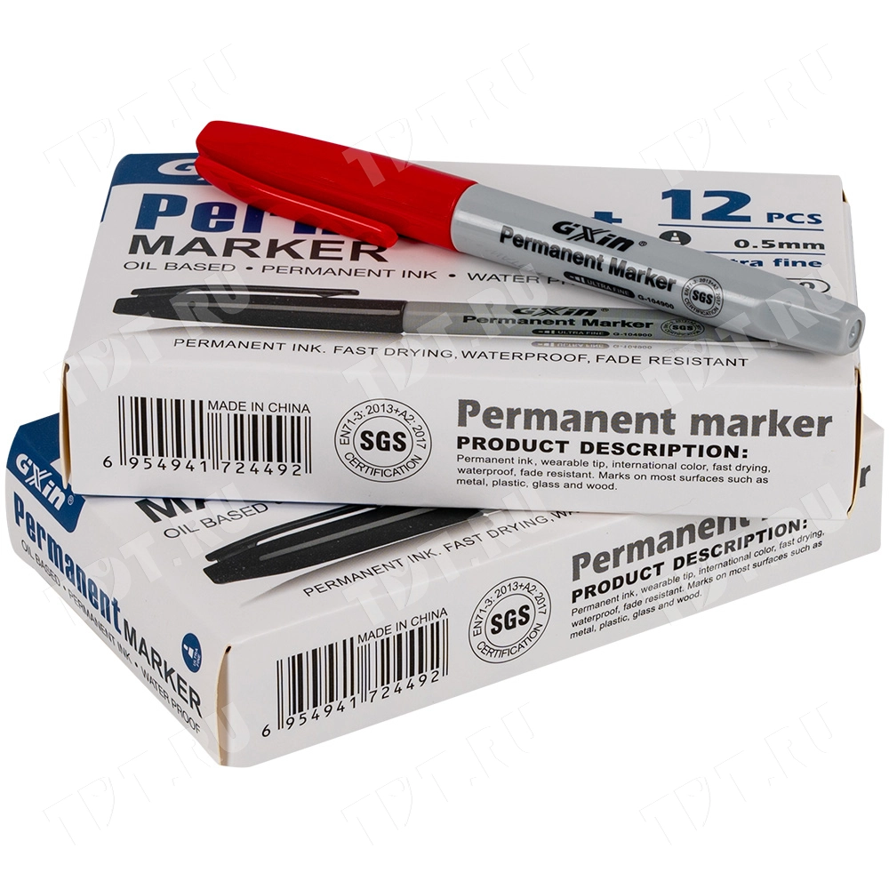 Маркер перманентный Gxin G-104900, красный, 0.5 мм, 1 шт.