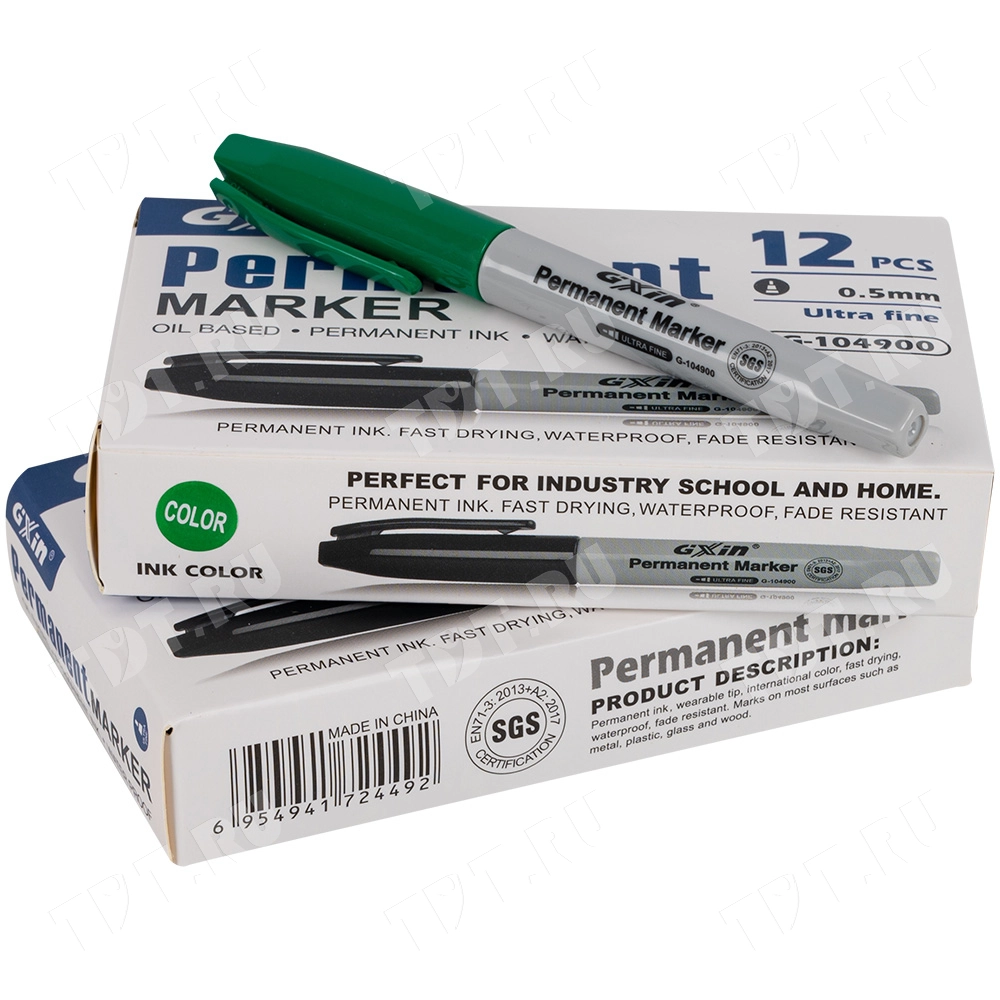 Маркер перманентный Gxin G-104900, зеленый, 0.5 мм, 1 шт.