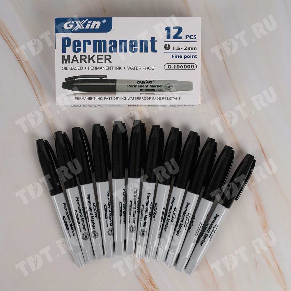 Маркер перманентный Gxin G-106000, черный, 1-2 мм, 1 шт.