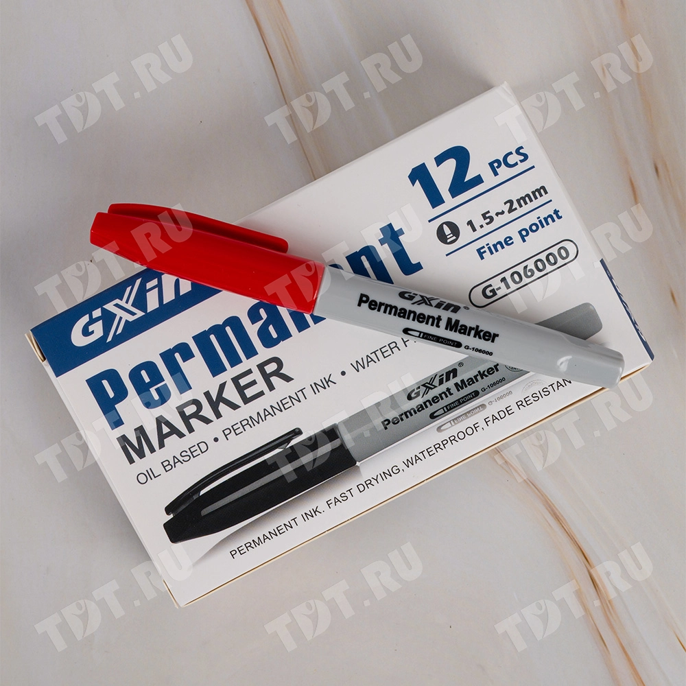 Маркер перманентный Gxin G-106000, красный, 1-2 мм, 1 шт.