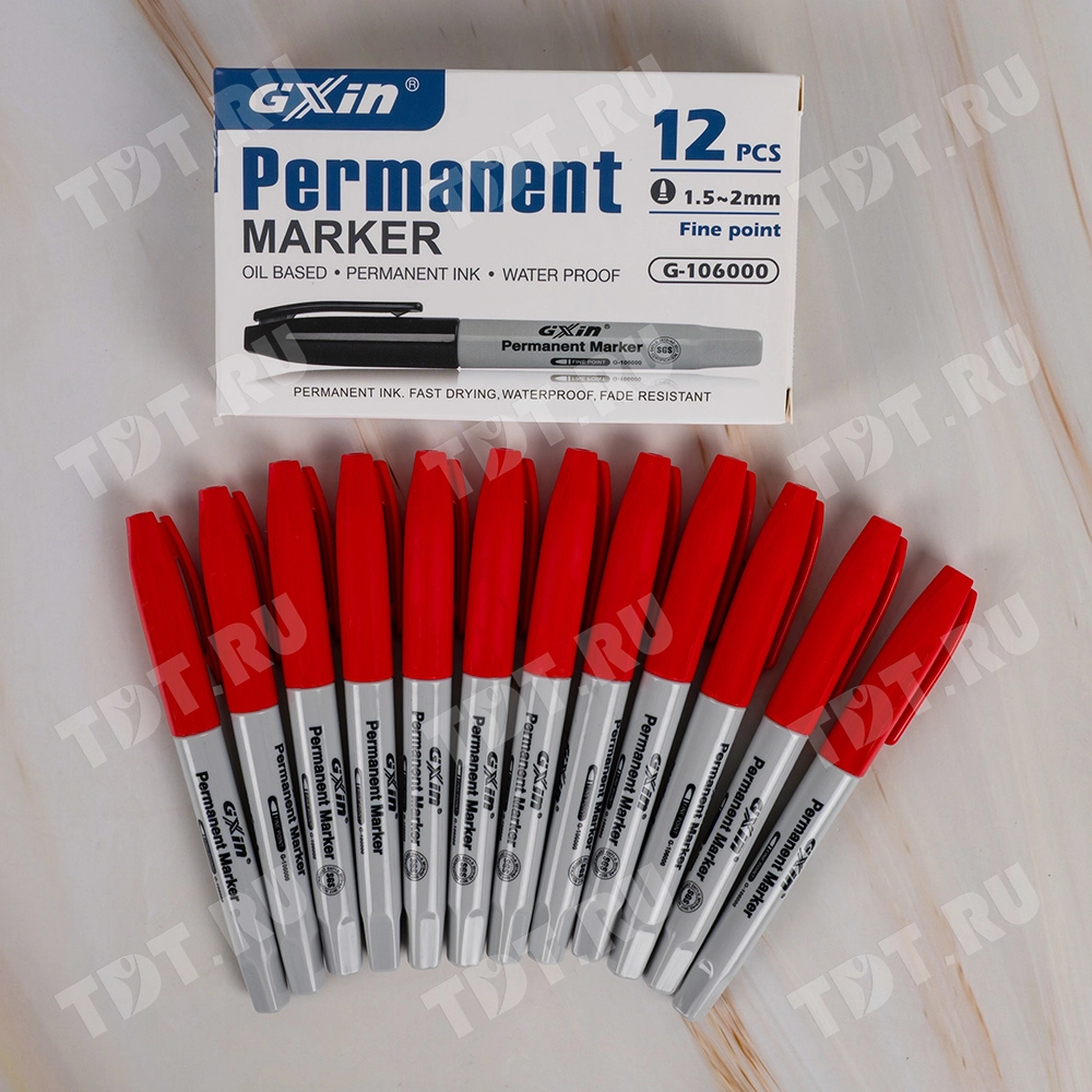 Маркер перманентный Gxin G-106000, красный, 1-2 мм, 1 шт.