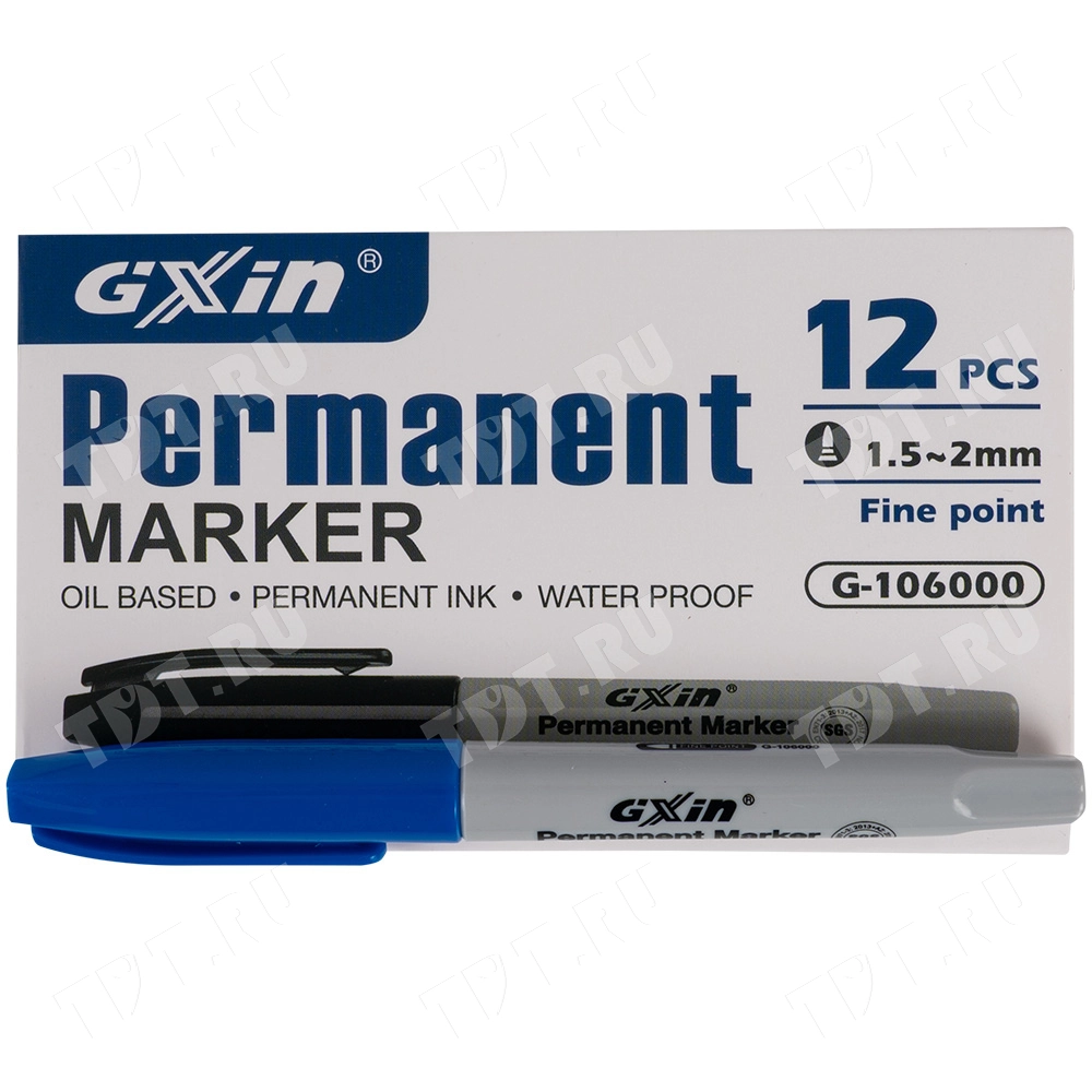 Маркер перманентный Gxin G-106000, синий, 1-2 мм, 1 шт.