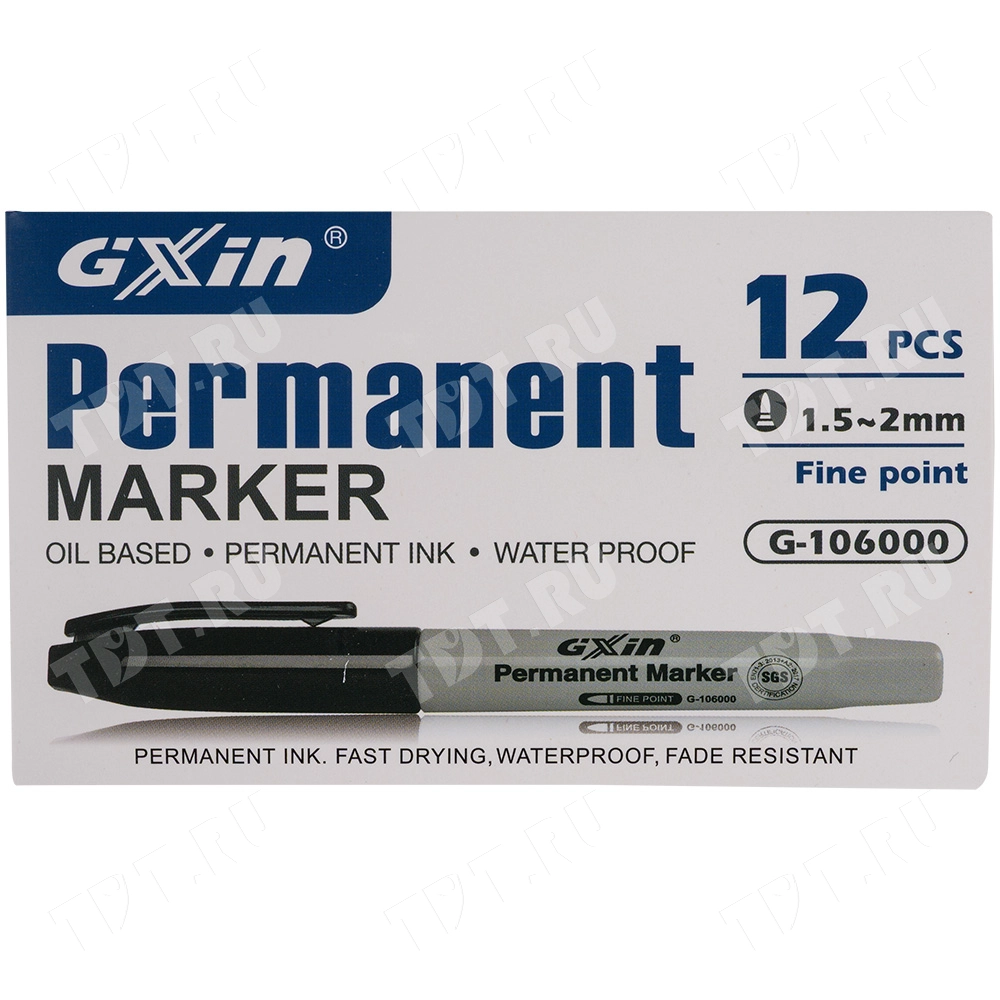 Маркер перманентный Gxin G-106000, синий, 1-2 мм, 1 шт.