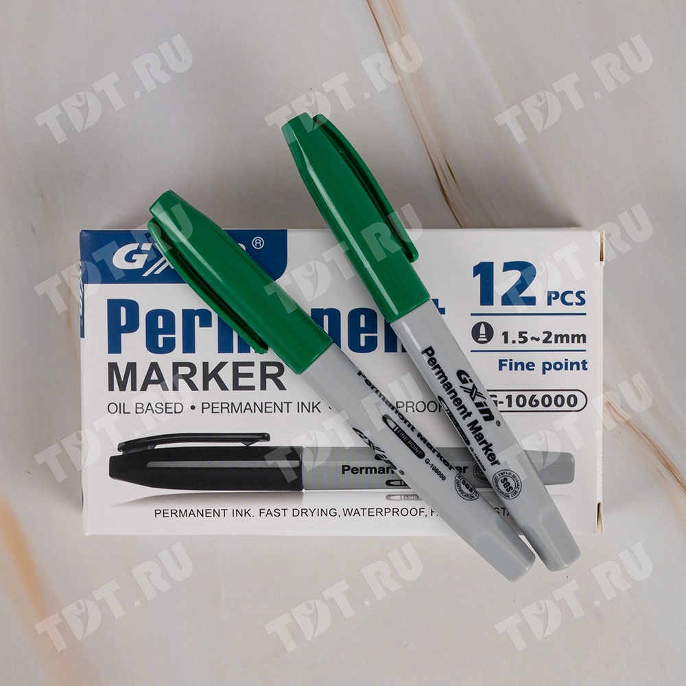 Маркер перманентный Gxin G-106000, зеленый, 1-2 мм, 1 шт.