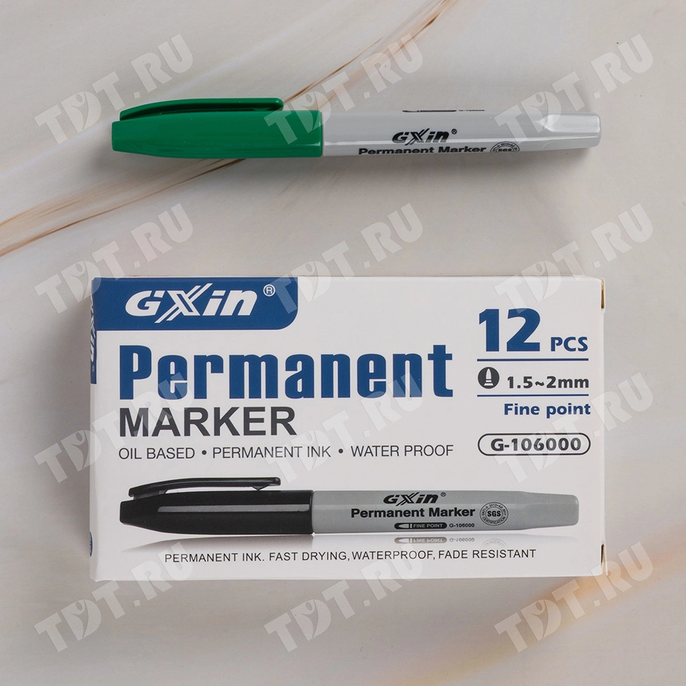 Маркер перманентный Gxin G-106000, зеленый, 1-2 мм, 1 шт.