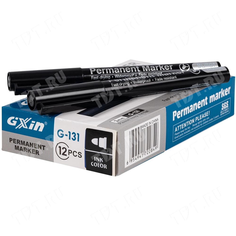 Маркер перманентный Gxin G-131, черный, 1-1.5 мм, 1 шт.
