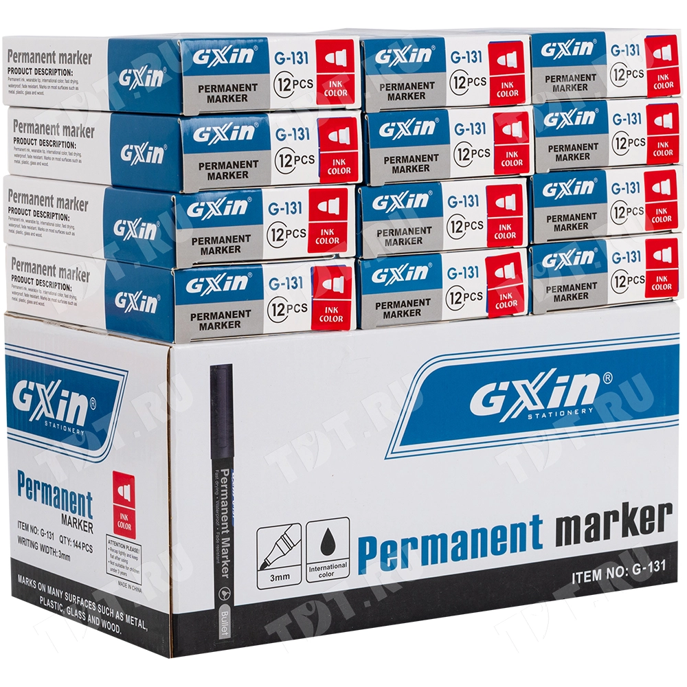 Маркер перманентный Gxin G-131, красный, 1-1.5 мм, 1 шт.