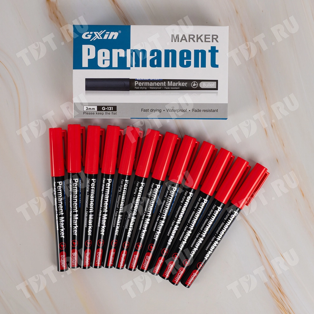 Маркер перманентный Gxin G-131, красный, 1-1.5 мм, 1 шт.