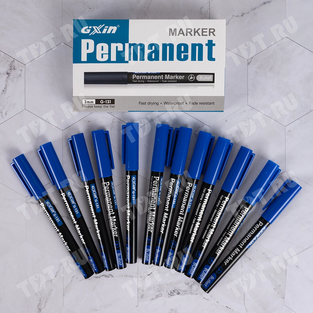 Маркер перманентный Gxin G-131, синий, 1-1.5 мм, 1 шт.