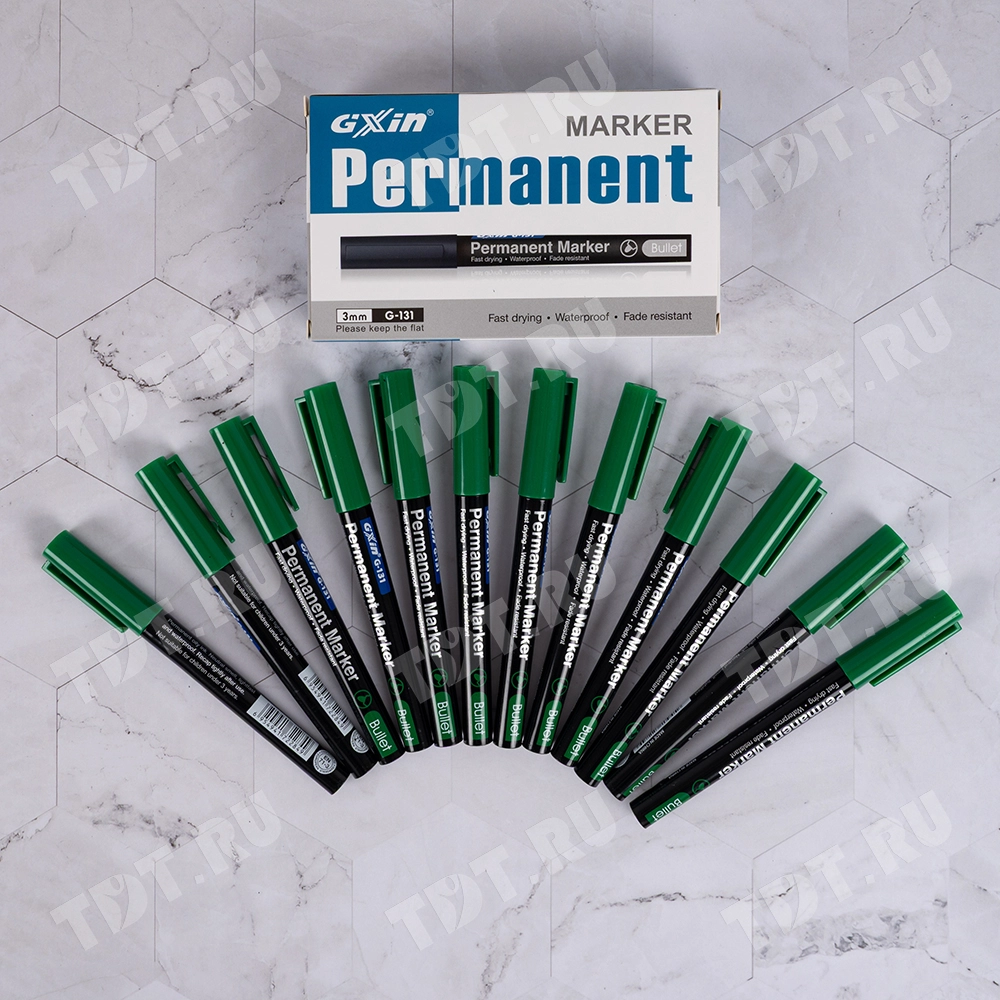 Маркер перманентный Gxin G-131, зеленый, 1-1.5 мм, 1 шт.