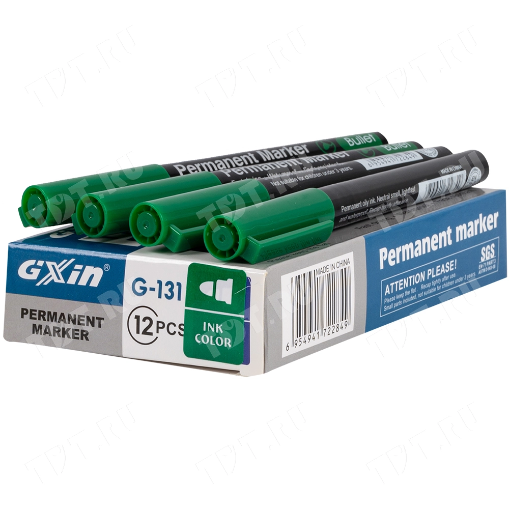 Маркер перманентный Gxin G-131, зеленый, 1-1.5 мм, 1 шт.