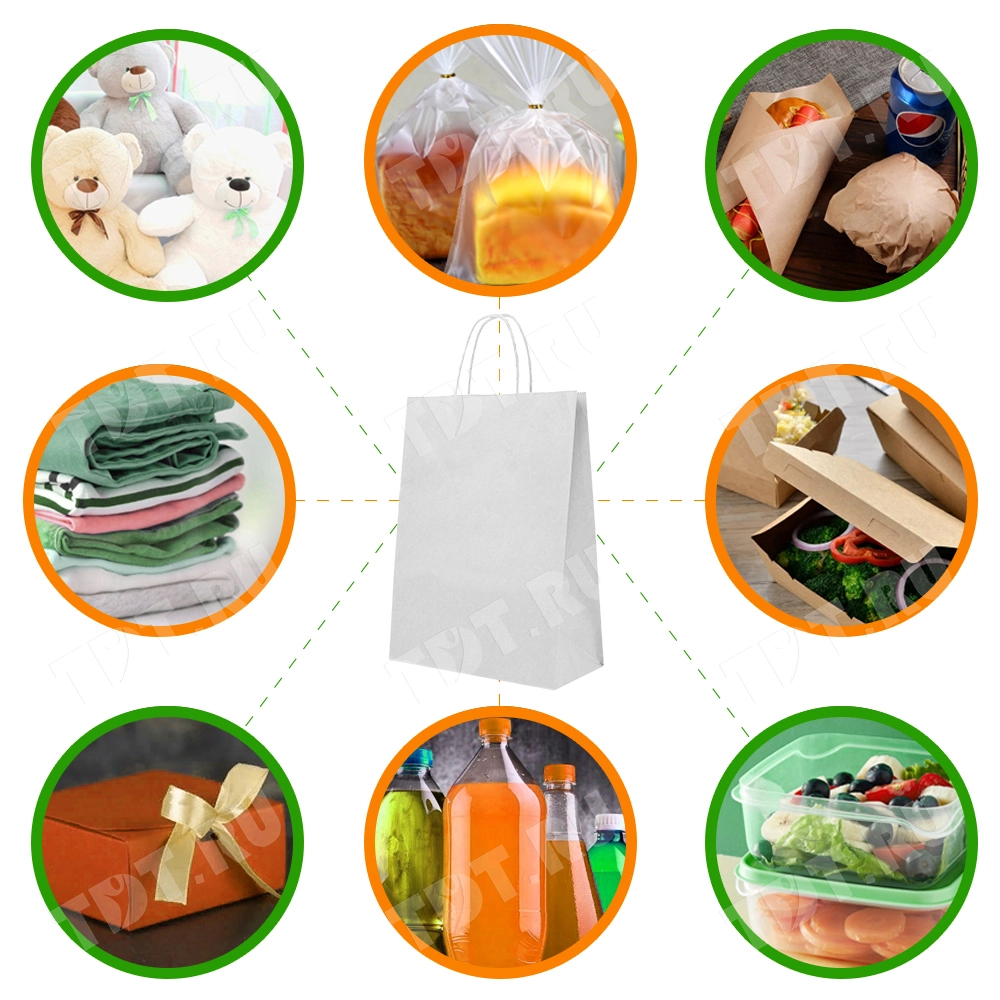 Белый пакет с крученой ручкой, 80 г/м², 28*15*32 см