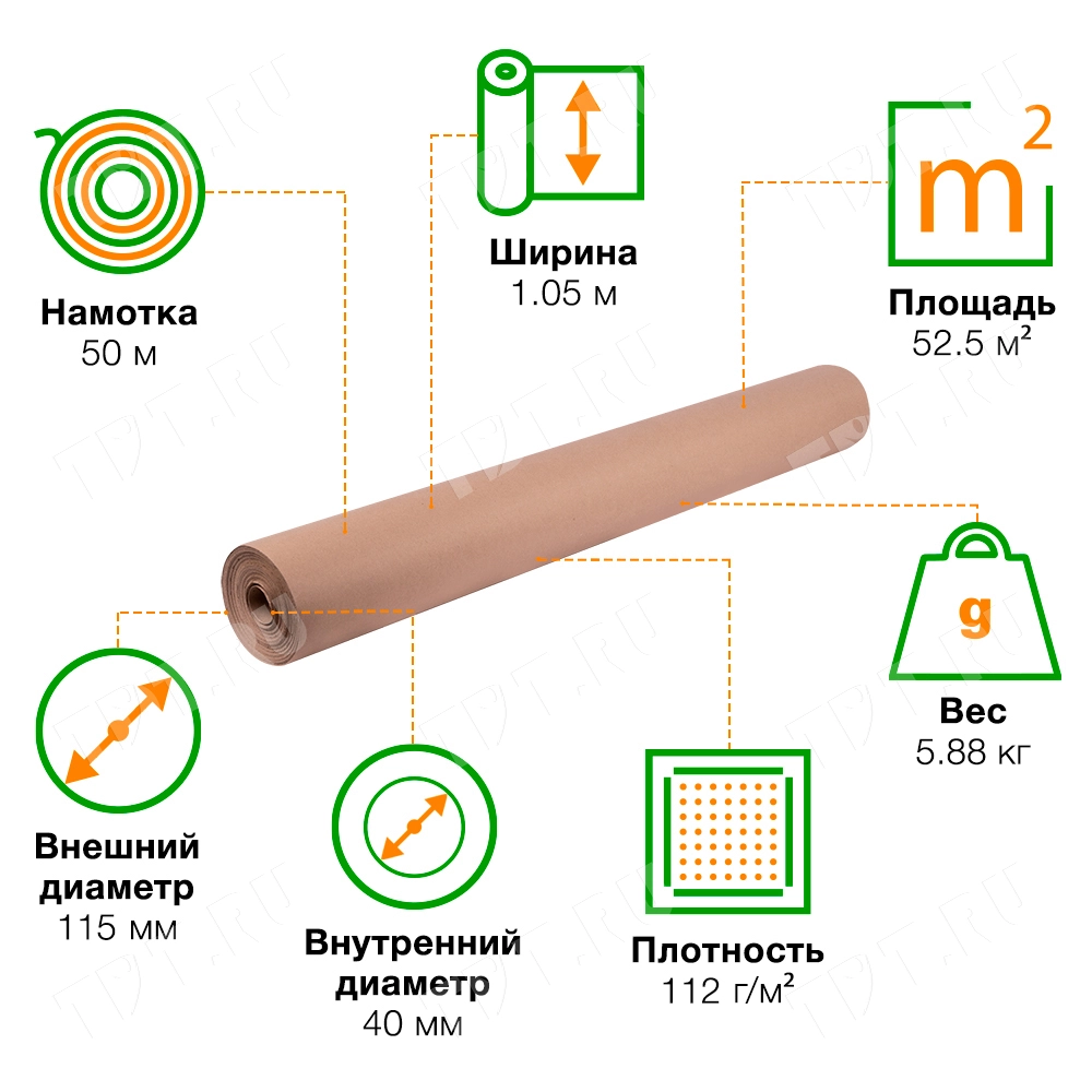 Рулон плотной оберточной бумаги, 50*1.05 м