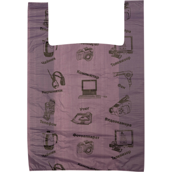 Пакет майка ПНД «Электроника» фиолетовый, 36+20*56см, 15 мкм, 50шт.