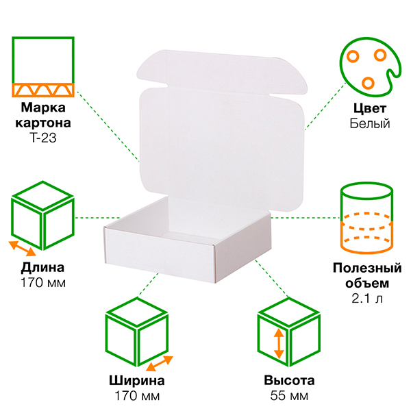 Короб КС-425 МГФ, белый, 170*170*55 мм Короб КС-425 МГФ, белый, 170*170*55 мм