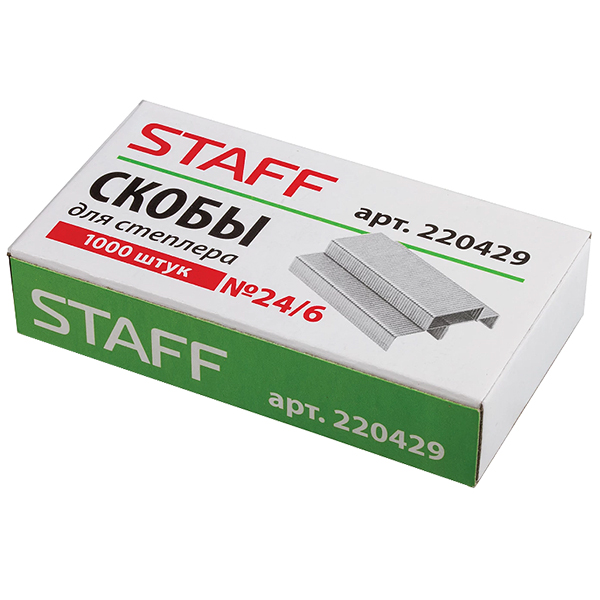 Скобы STAFF для степлера №24/6, 1000 шт. Скобы STAFF для степлера №24/6, 1000 шт.