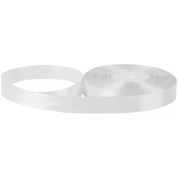 Атласная лента, белая, 15мм*23м